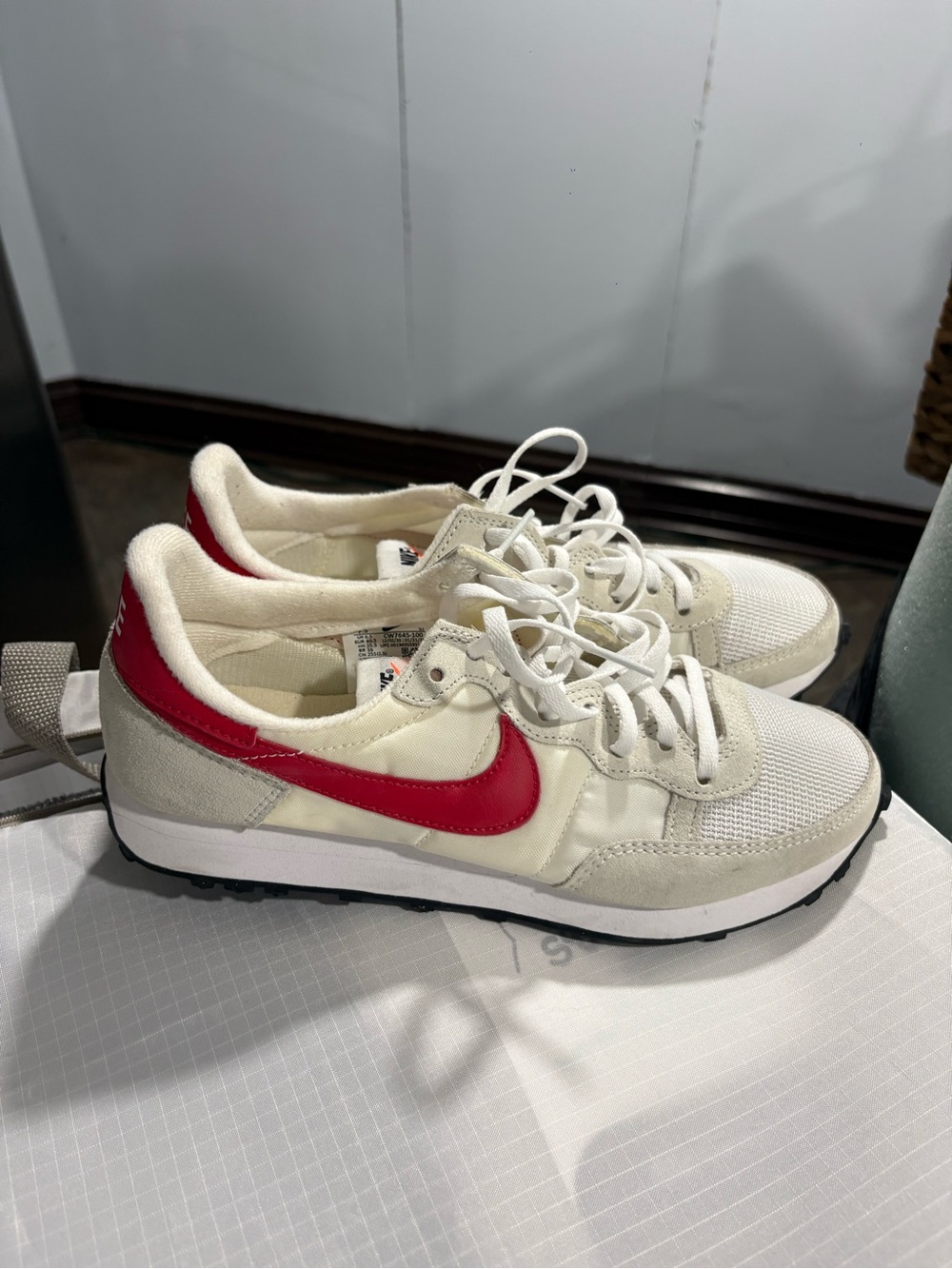 Nike Retro Runner in White with Red Swoosh